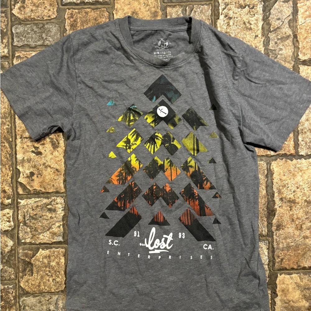 Lost Gray Short Sleeve Tee Classic Crew Neck